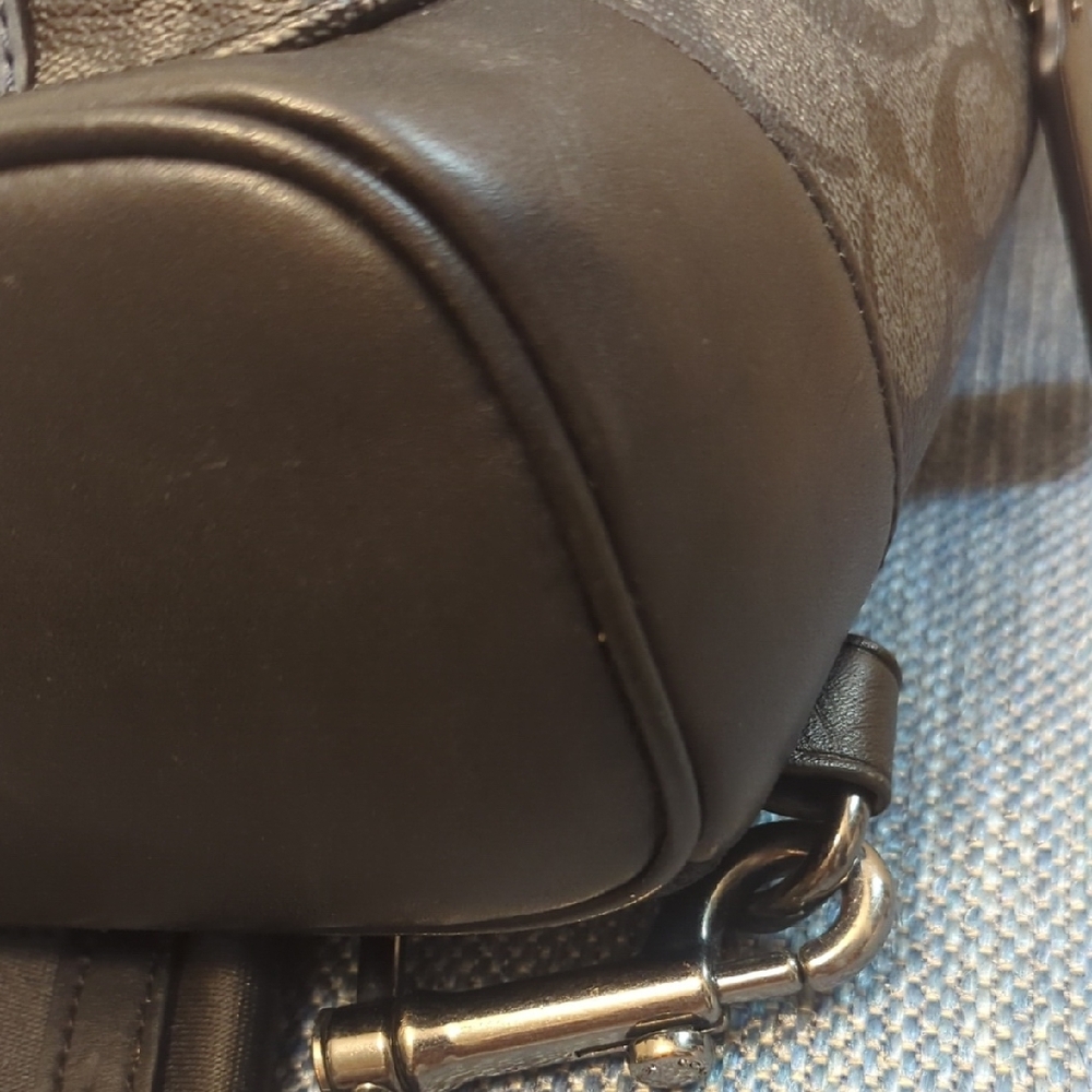 Men's Black Crossbody Sling Bag with Blue and White Stripe - Picture 8 of 8